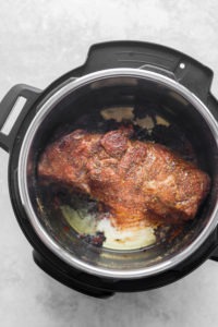 Seared pork in Instant Pot.