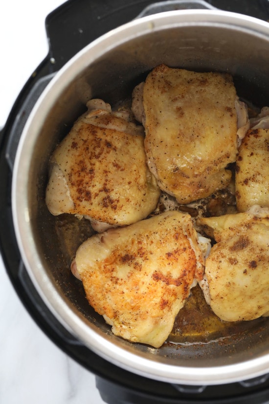 Instant Pot Chicken Thighs w/ Honey Garlic Sauce - Fit Foodie Finds