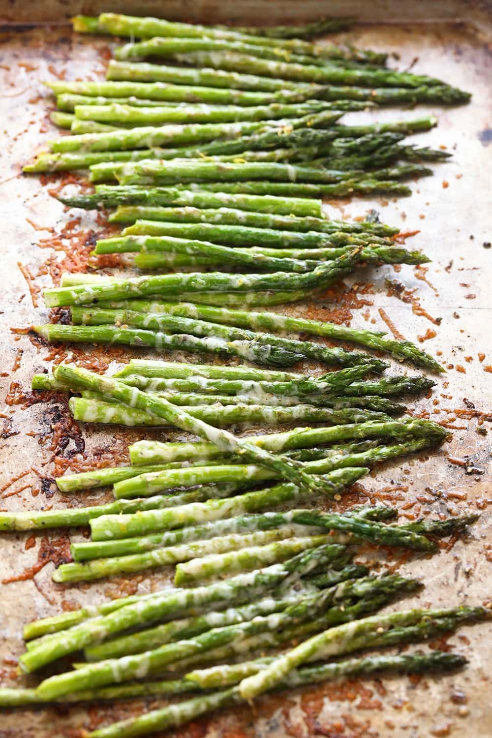Asparagus on a baking sheet. 