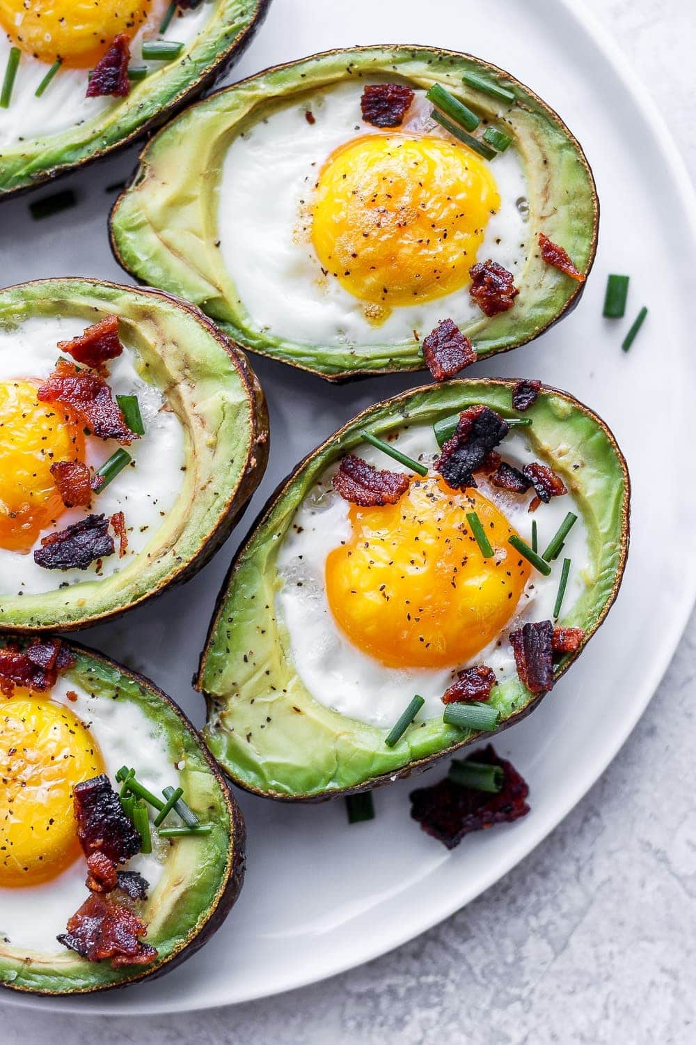 Avocado egg bake on a plate. 