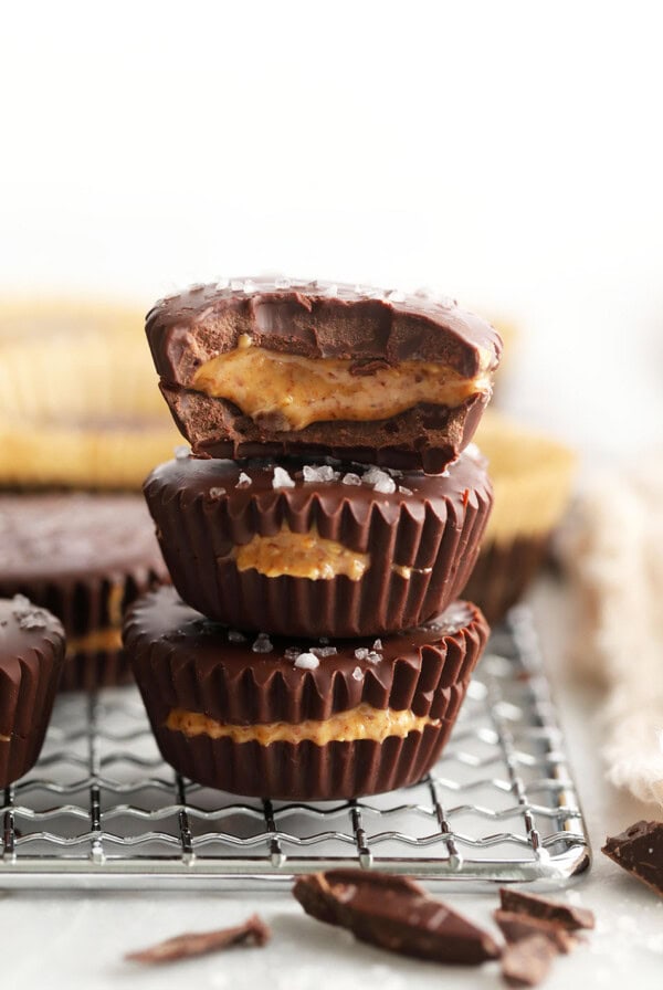 stacked almond butter cups