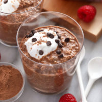 quick mocha overnight oats in a glass