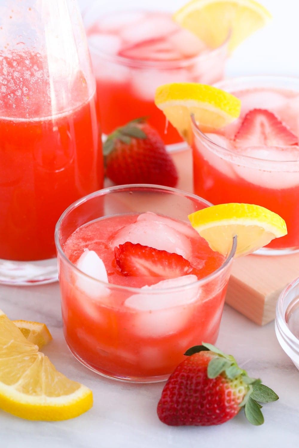 strawberry vodka lemonade in a glass looking delicious