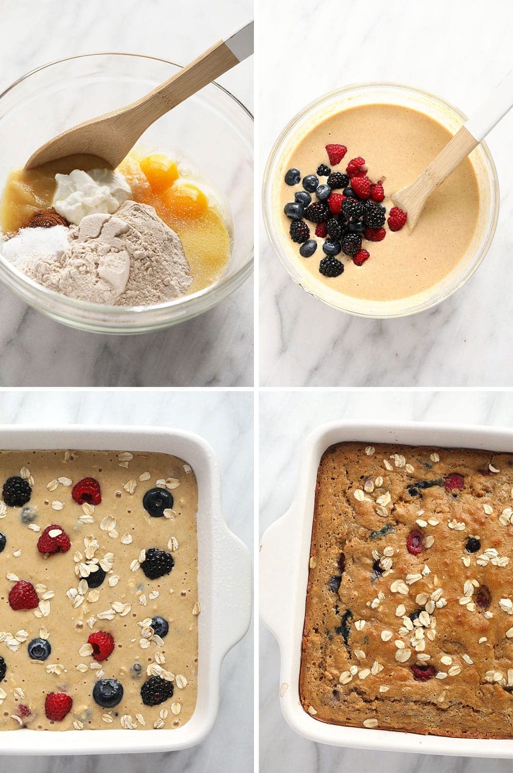 Step by Step photos on how to make triple berry breakfast bread.