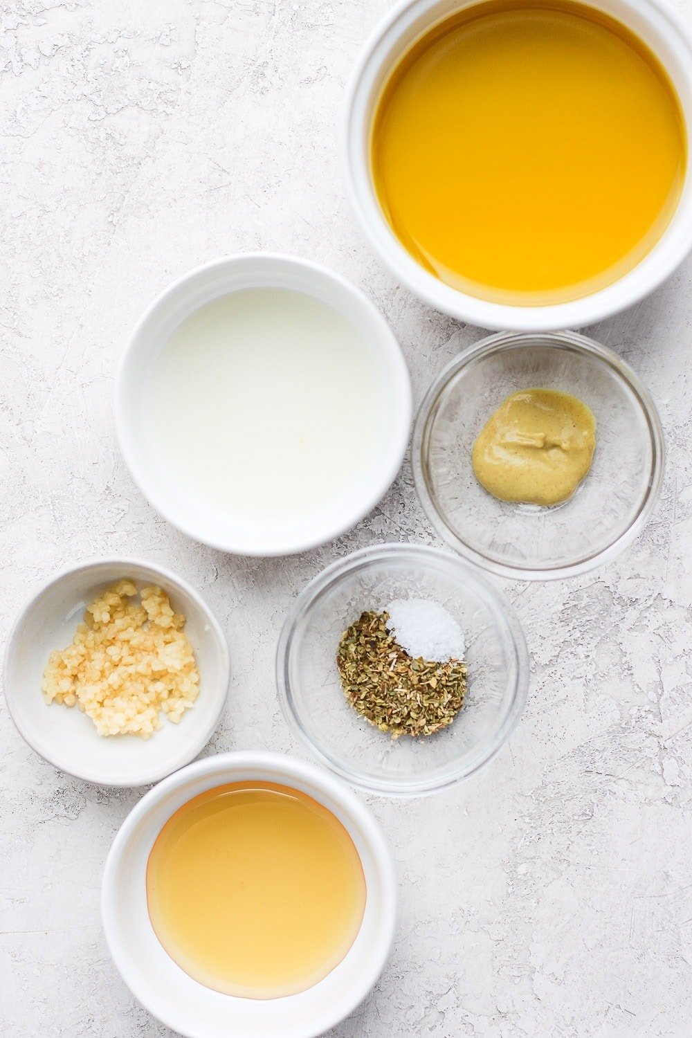 Ingrédients individuels pour la vinaigrette