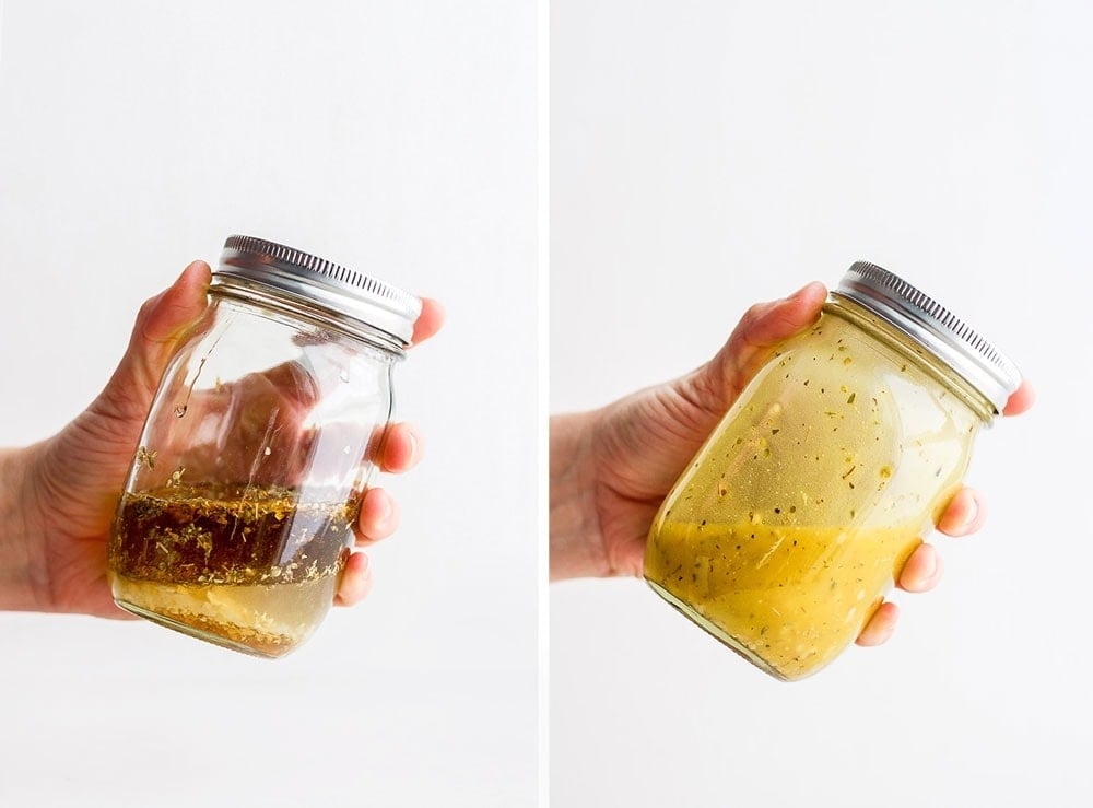 Making greek salad dressing in a mason jar