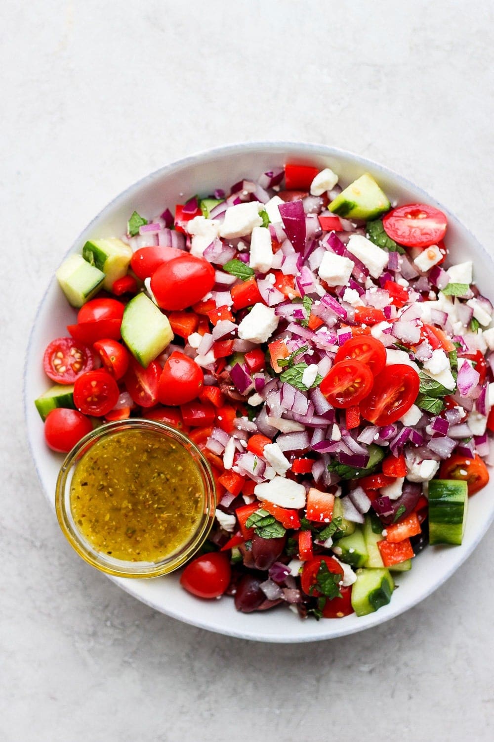 Greek salad in a large bowl