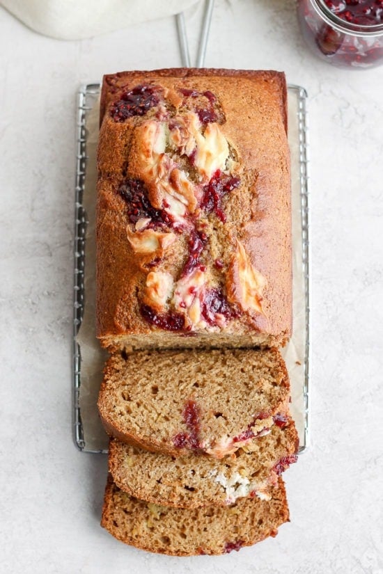 Healthy Lemon Bread (w/ raspberry cream cheese swirl!) - Fit Foodie Finds