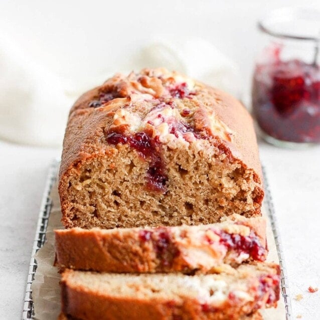 Healthy Lemon Bread (w  Raspberry Cream Cheese Swirl!) - Fit Foodie Finds