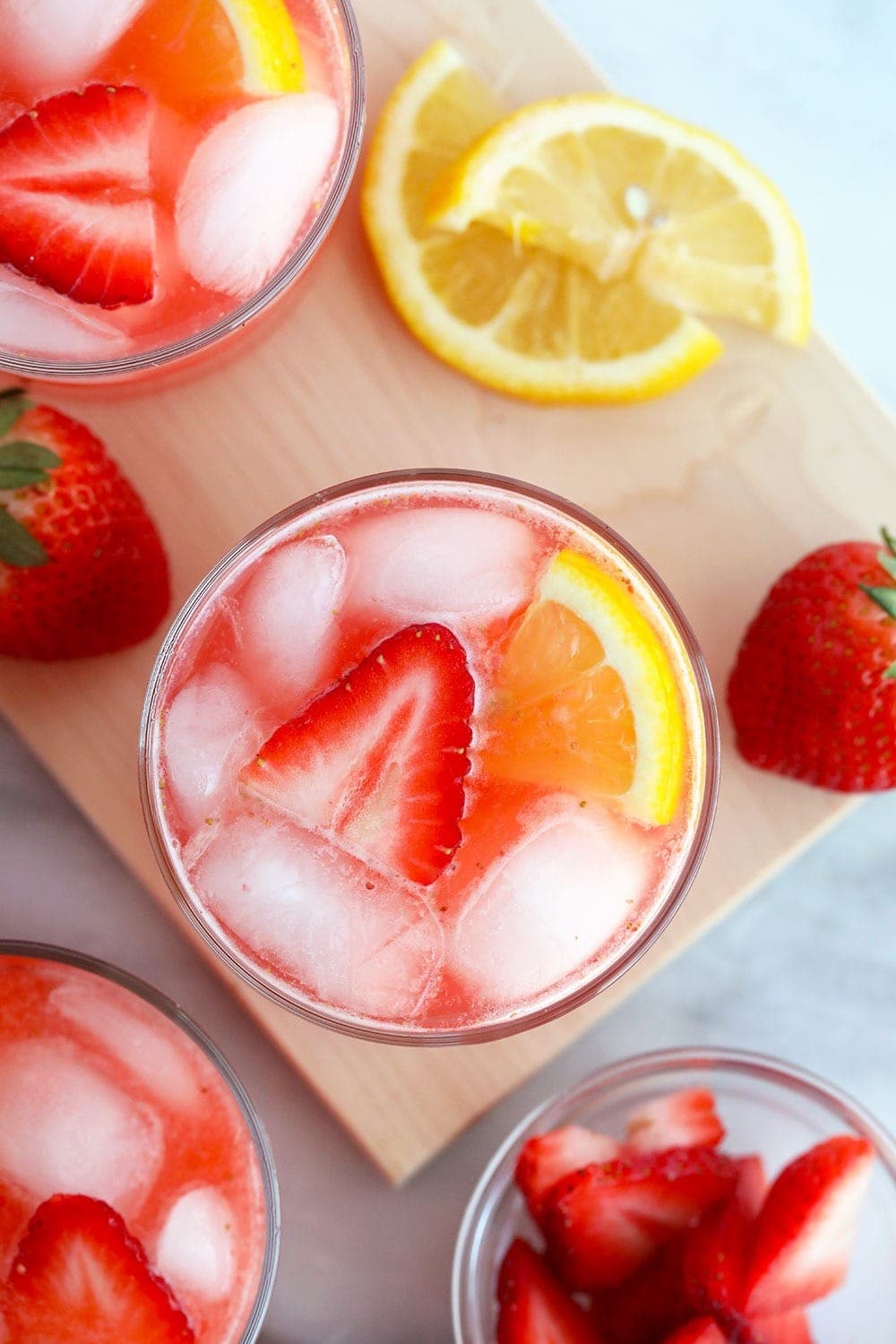 strawberry vodka lemonade in a glass