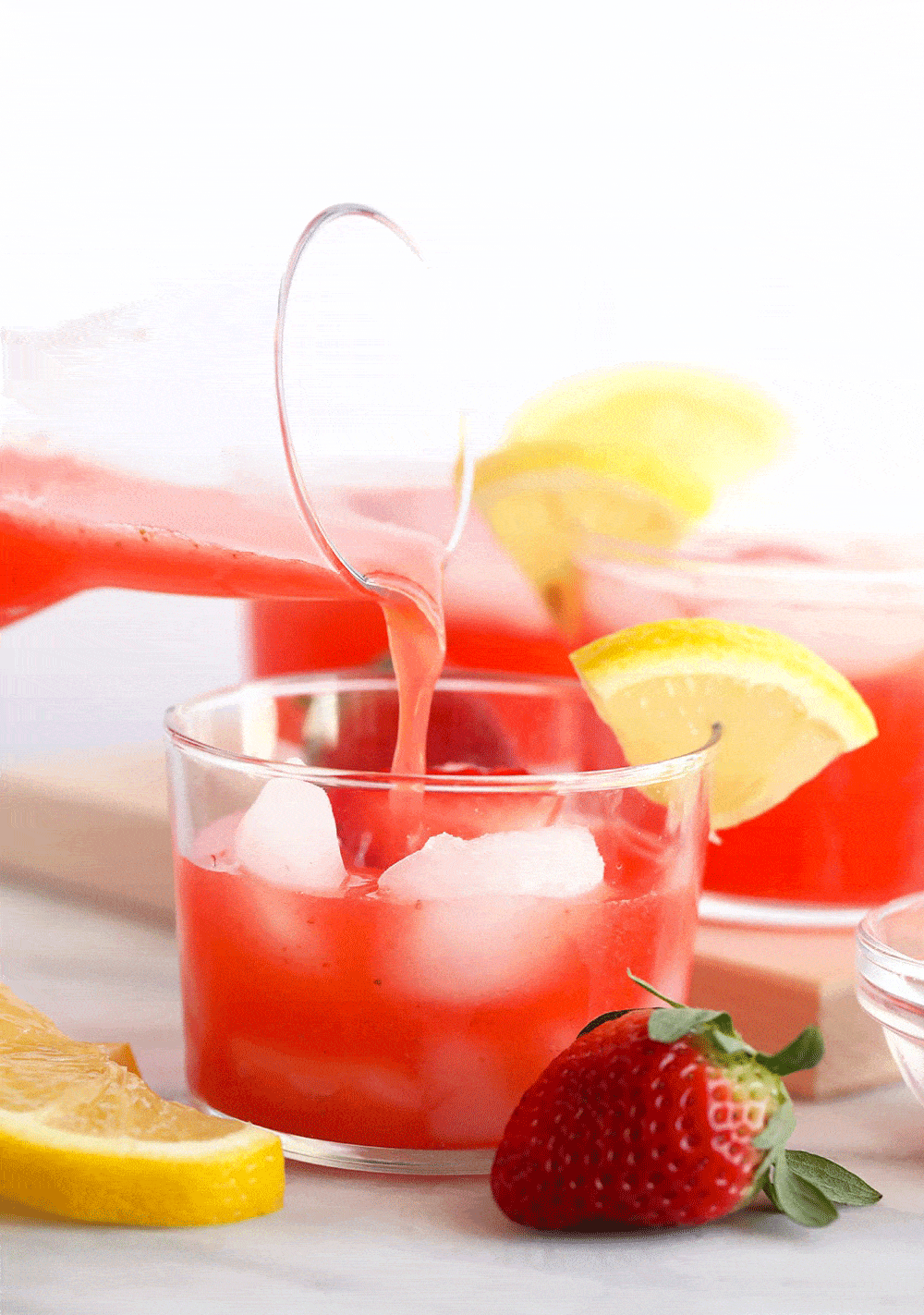 strawberry vodka lemonade in a bowl