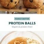 Peanut butter protein balls with oats and chia seeds.