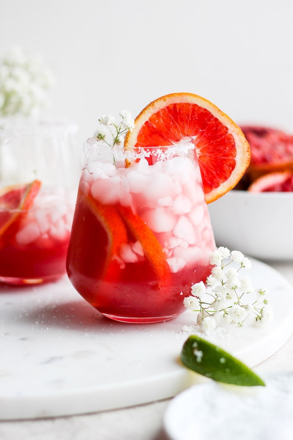 Blood orange margarita in a glass