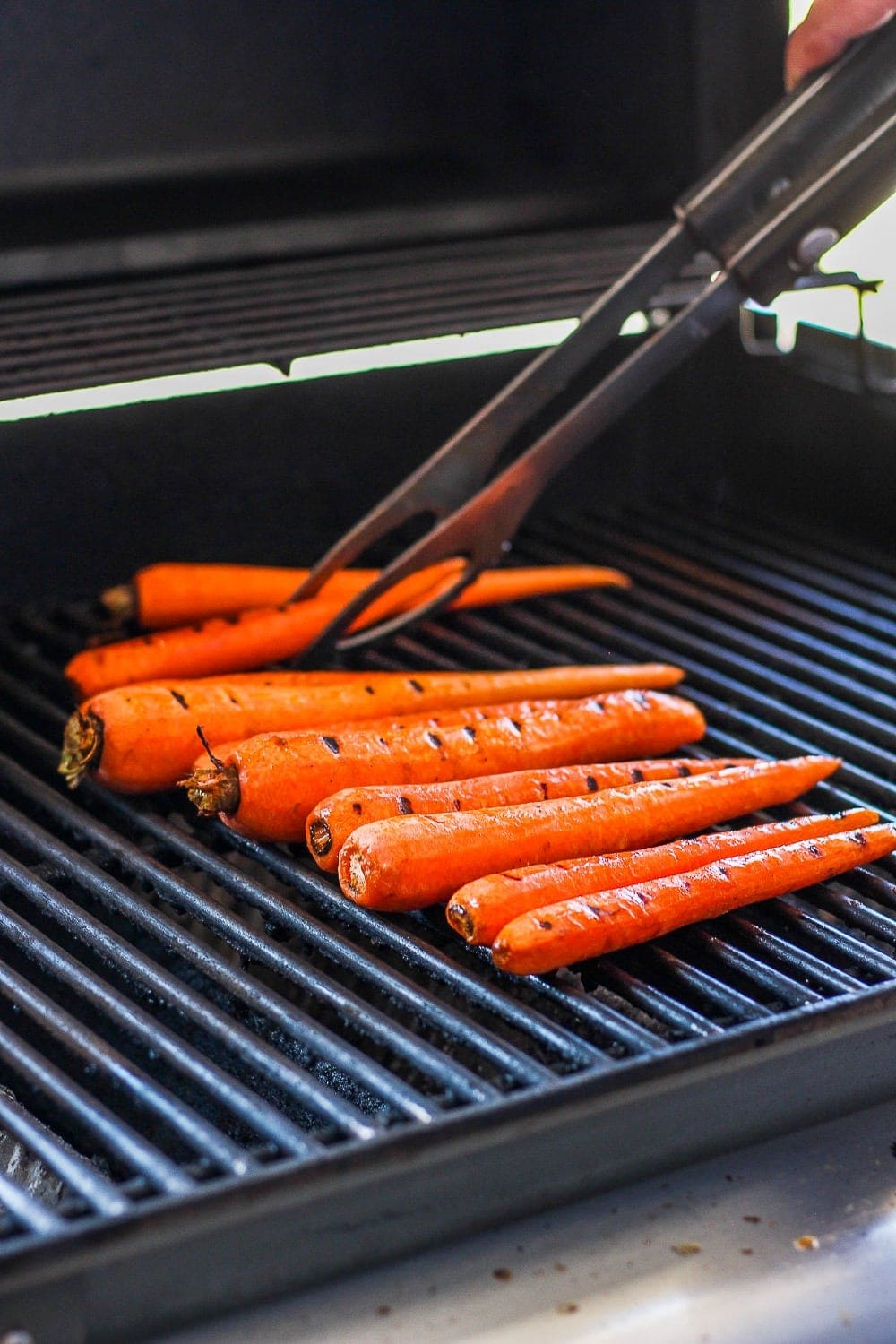 Grilling Carrots on the grill. 