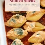 Sweet potato and spinach stuffed shells - a satisfying vegetarian dinner idea.