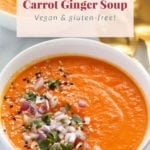 instant pot sweet potato carrot ginger soup in a bowl