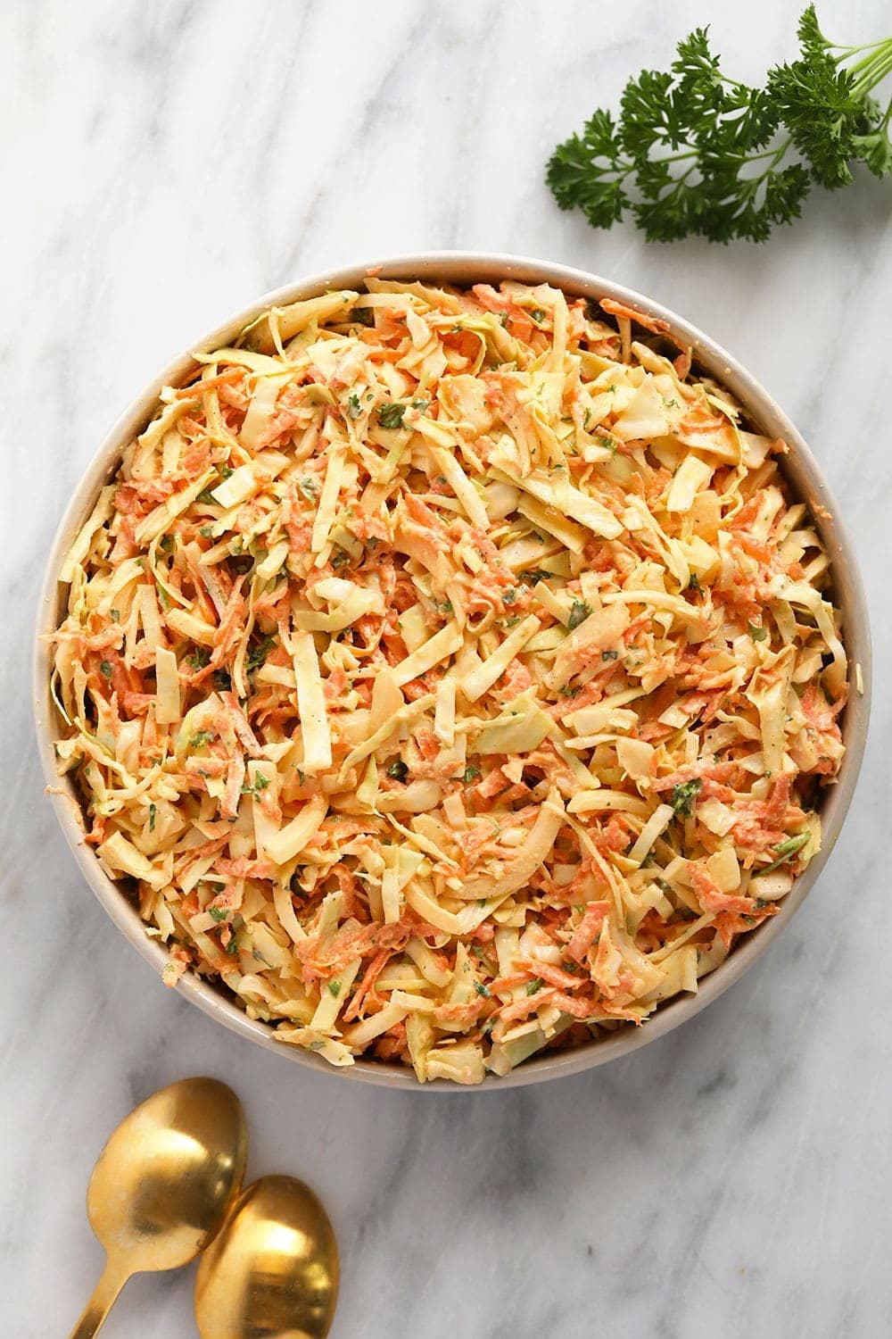 creamy coleslaw in a bowl ready to be served