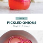 Quick pickled onions in a jar.
