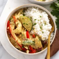 Thai Coconut Curry Chicken with Rice and Lime.