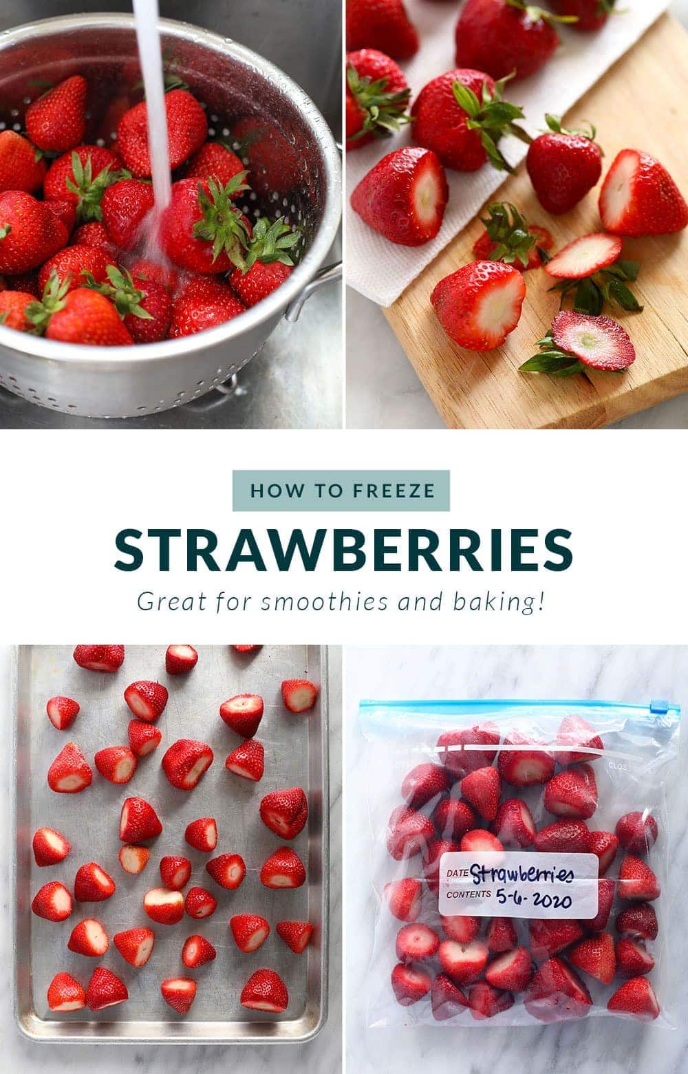 freezing strawberries step by step