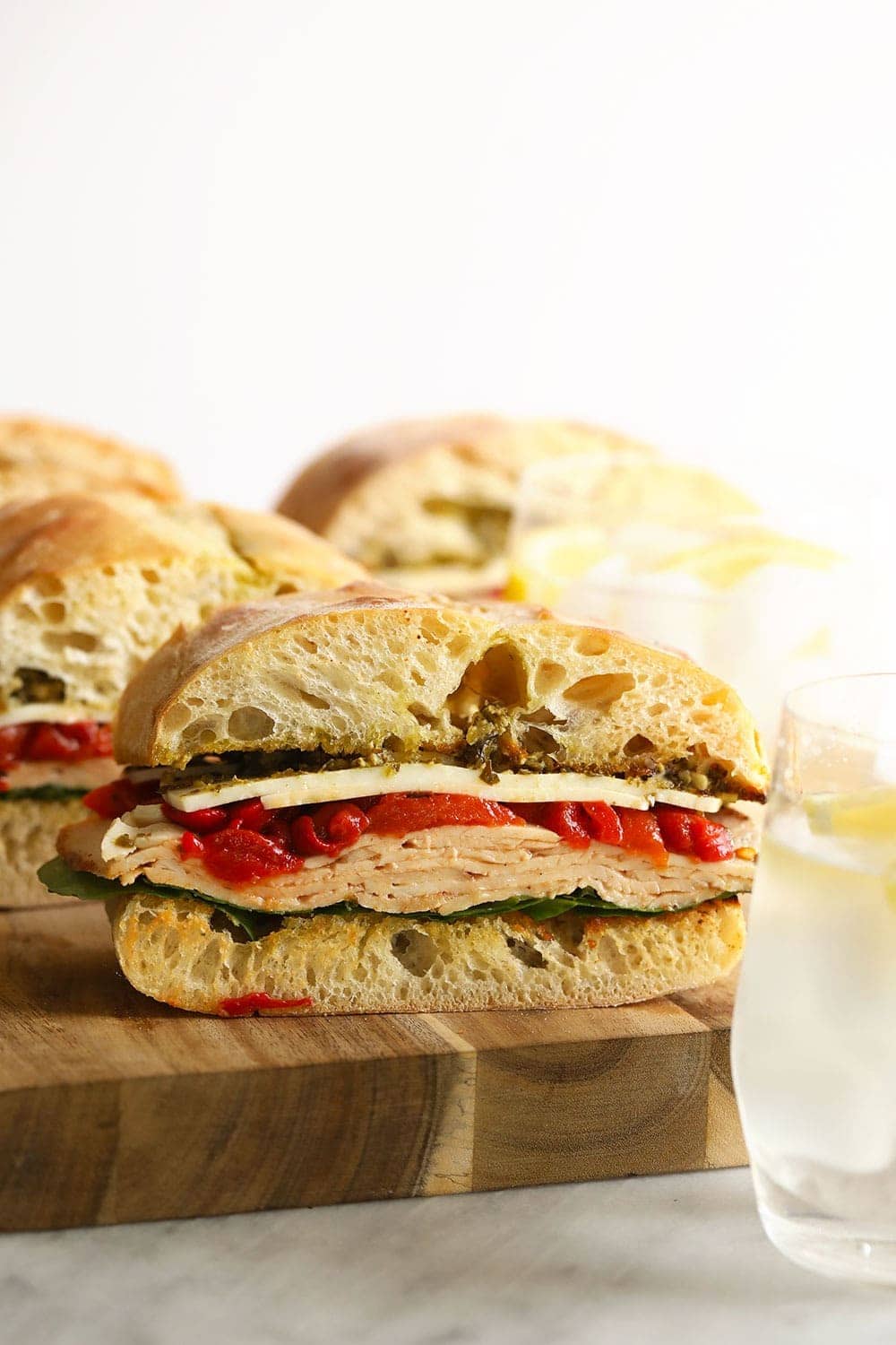 Grilled Roasted Red Pepper, Pesto Turkey Sandwiches - Fit Foodie Finds