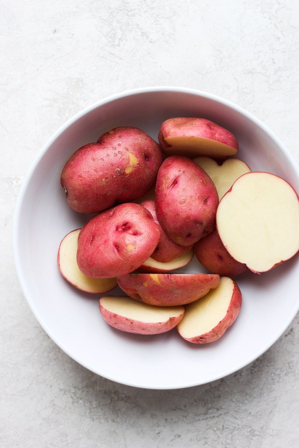 Raw red potatoes in a bowl ready to boil! 