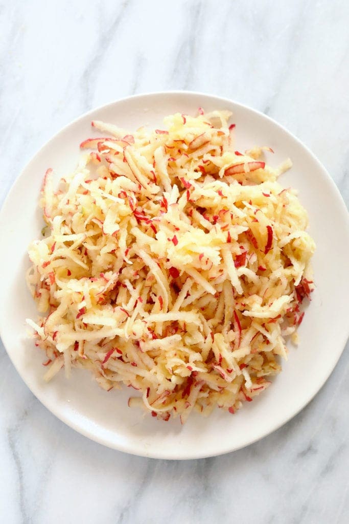 A plate of grated apple.