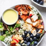 salad in bowl with dressing
