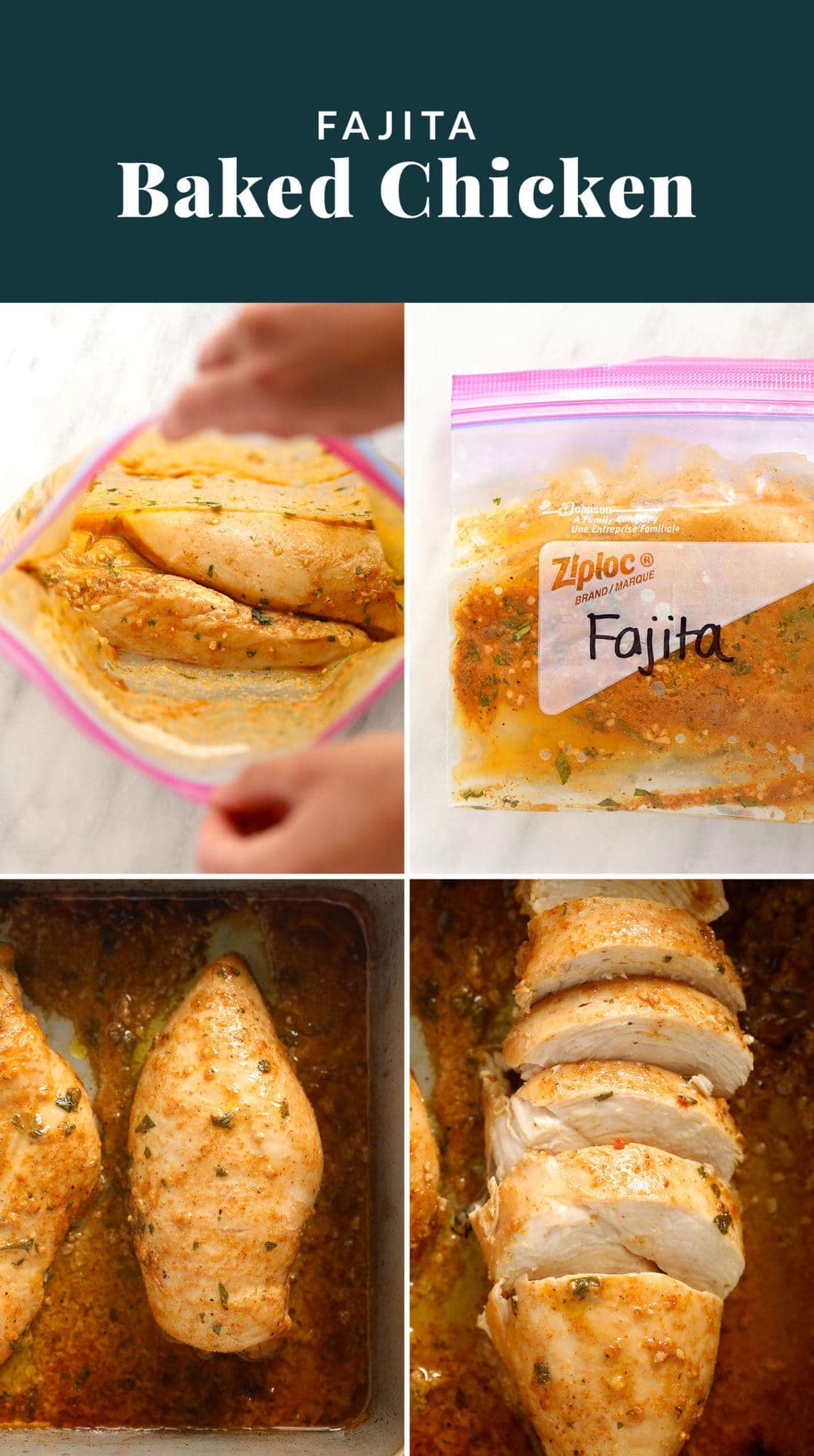 fajita baked chicken collage.