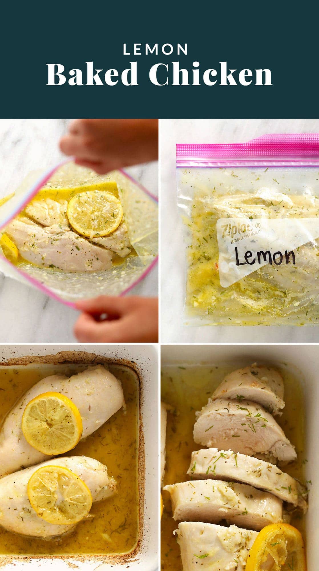 lemon baked chicken collage.