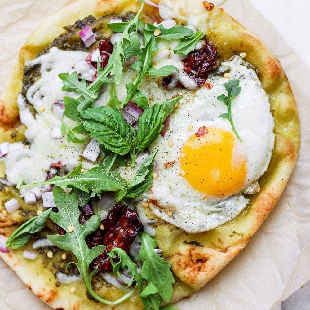 Sunny-Side-Up Eggs Pizza - Healthy Brunch Pizza Recipe
