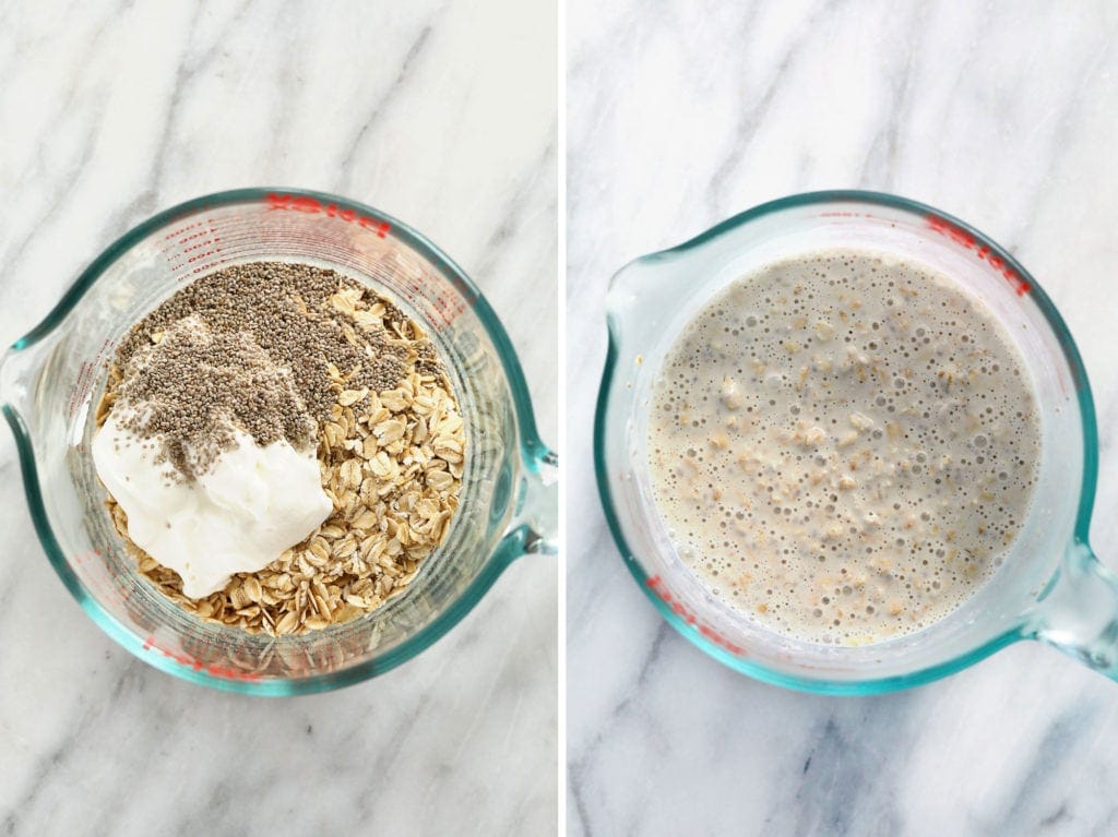 oatmeal ingredients in Pyrex.