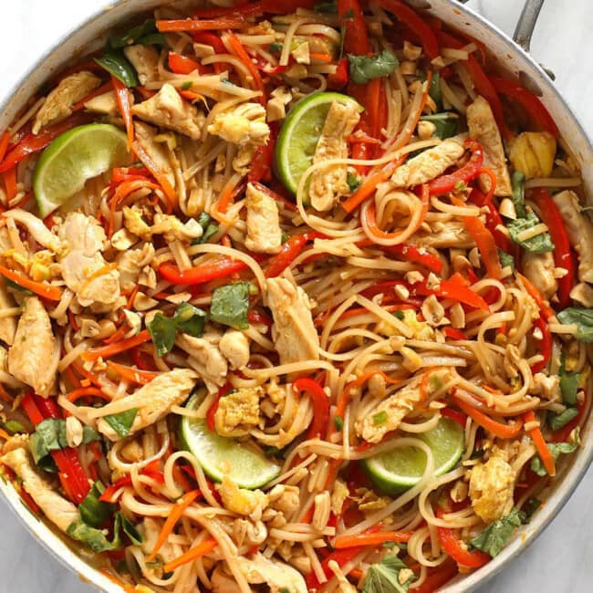 Chicken Pad Thai (Ready in 30 Minutes!) - Fit Foodie Finds