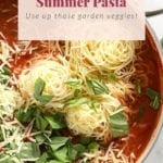 Summer garden pasta in a skillet