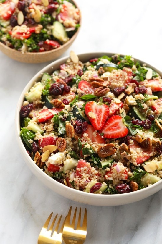 Fresh Strawberry Quinoa Salad - Fit Foodie Finds