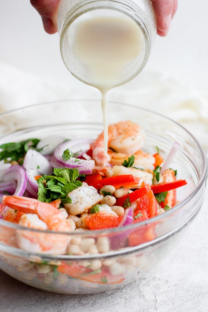 Healthy Shrimp Salad (no mayo dressing!) - Fit Foodie Finds