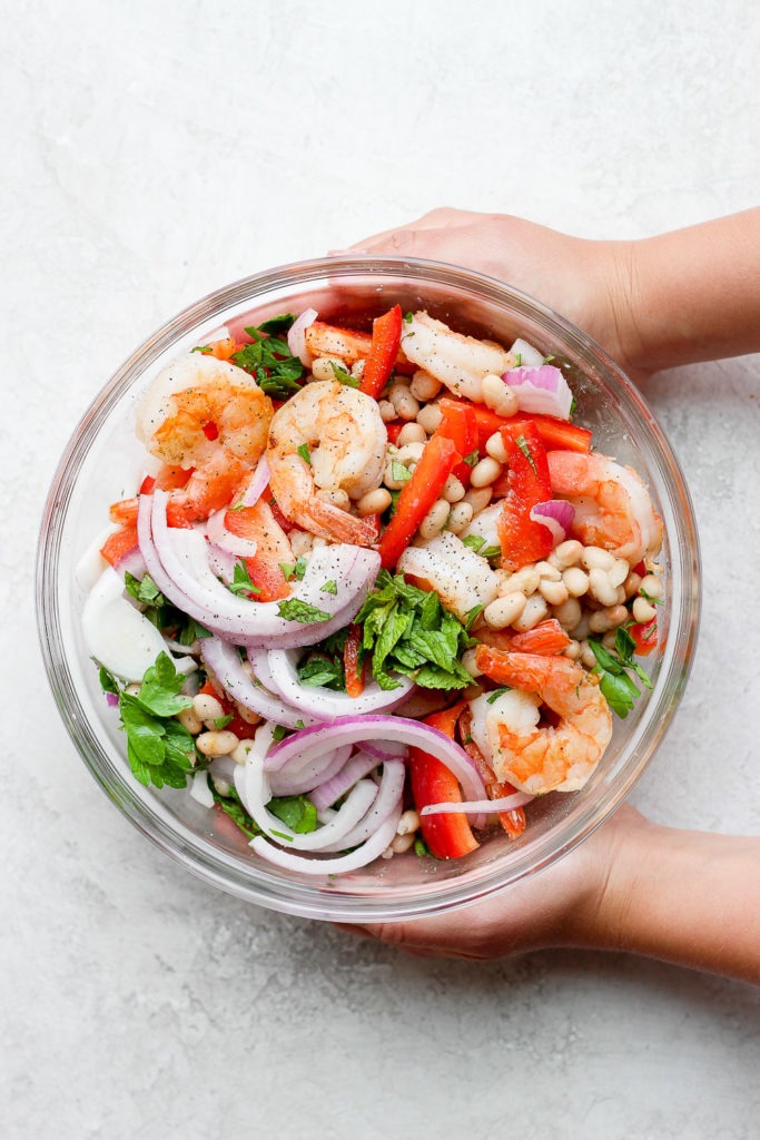 Healthy Shrimp Salad (no mayo dressing!) - Fit Foodie Finds