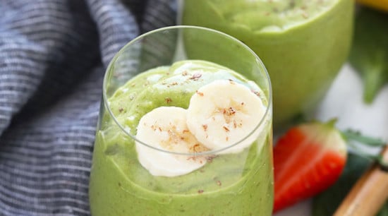 Green smoothie in cup
