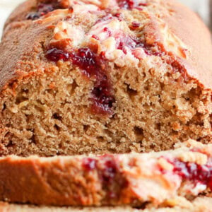 a delicious loaf of strawberry cream cheese bread