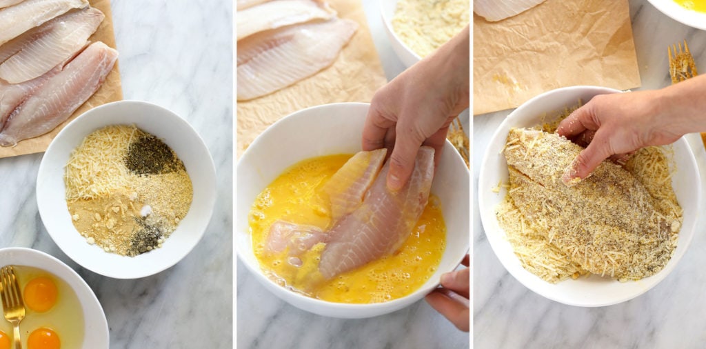 The process of crusting tilapia! 