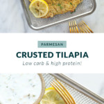 Parmesan crusted tilapia with lemon slices on top