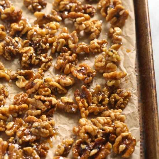 Candied walnuts for a Thanksgiving salad.