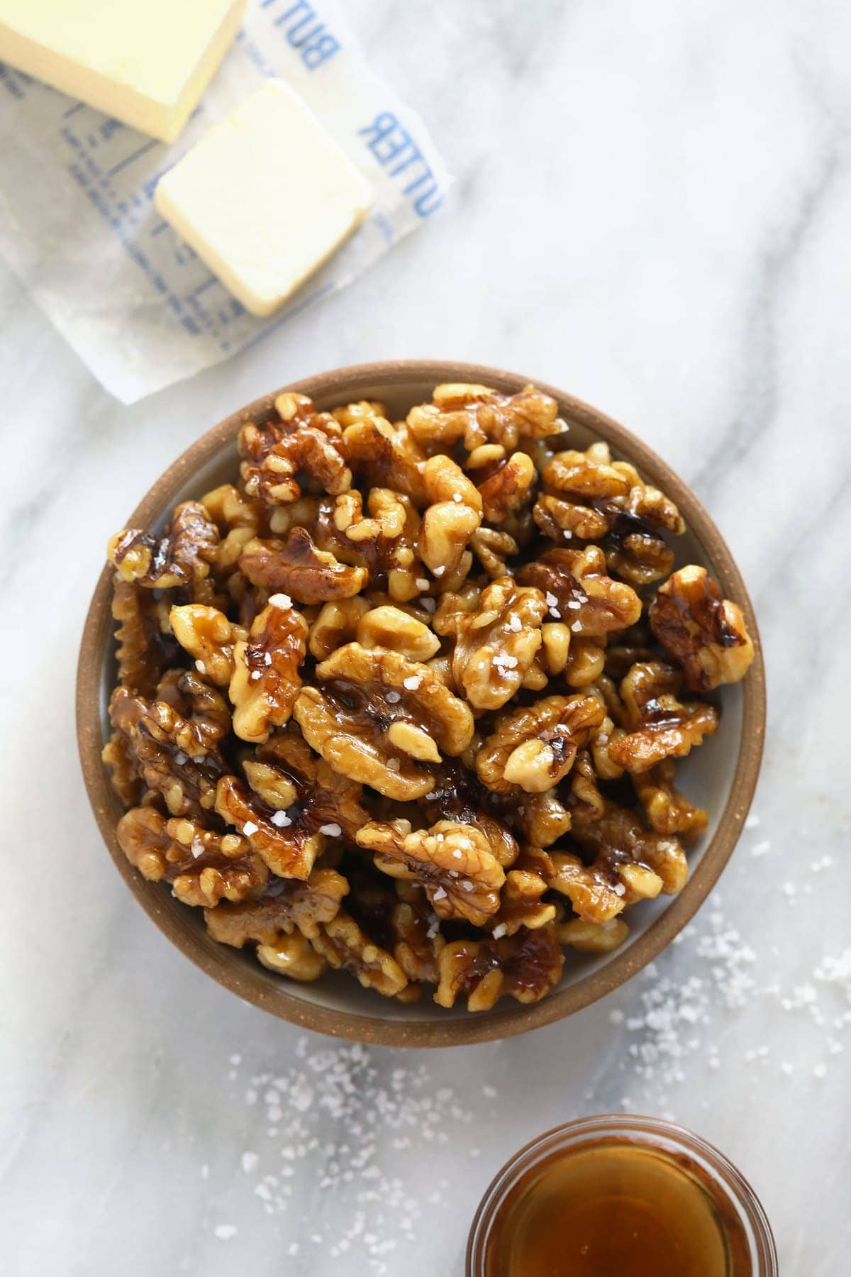 Candied walnuts in a bowl