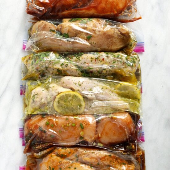 6 chicken marinades in plastic bags