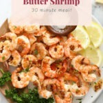 garlic butter shrimp on a plate