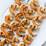 shrimp skewers on plate