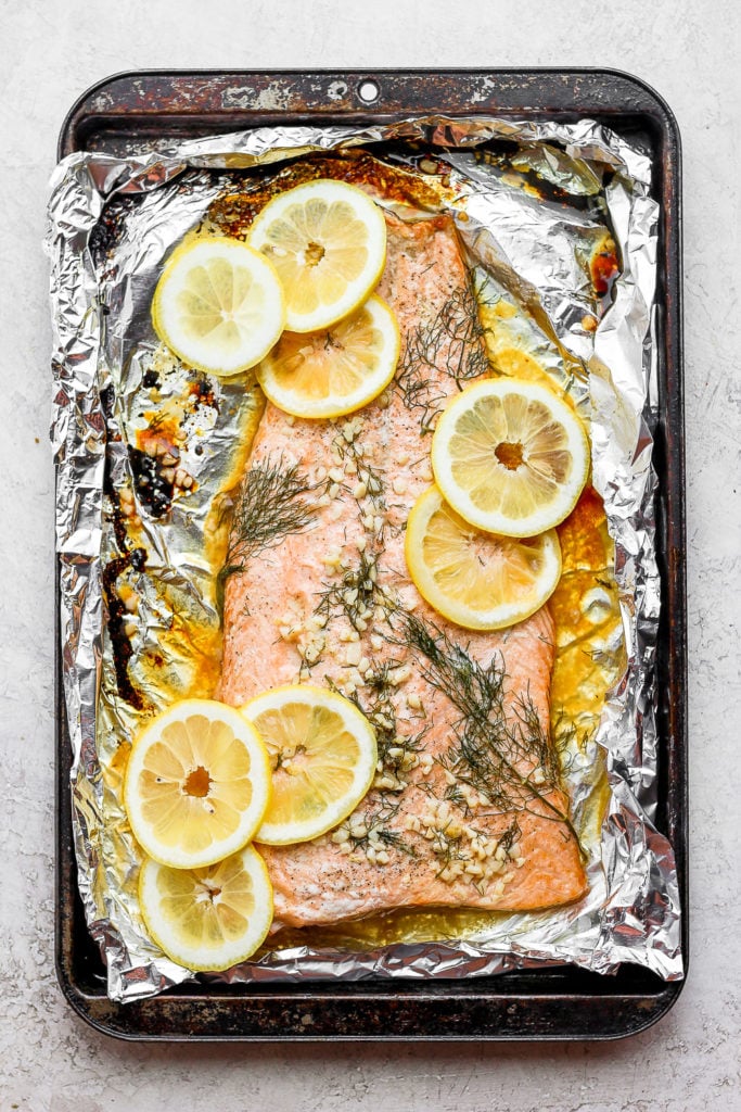 Salmon in foil in outlet oven