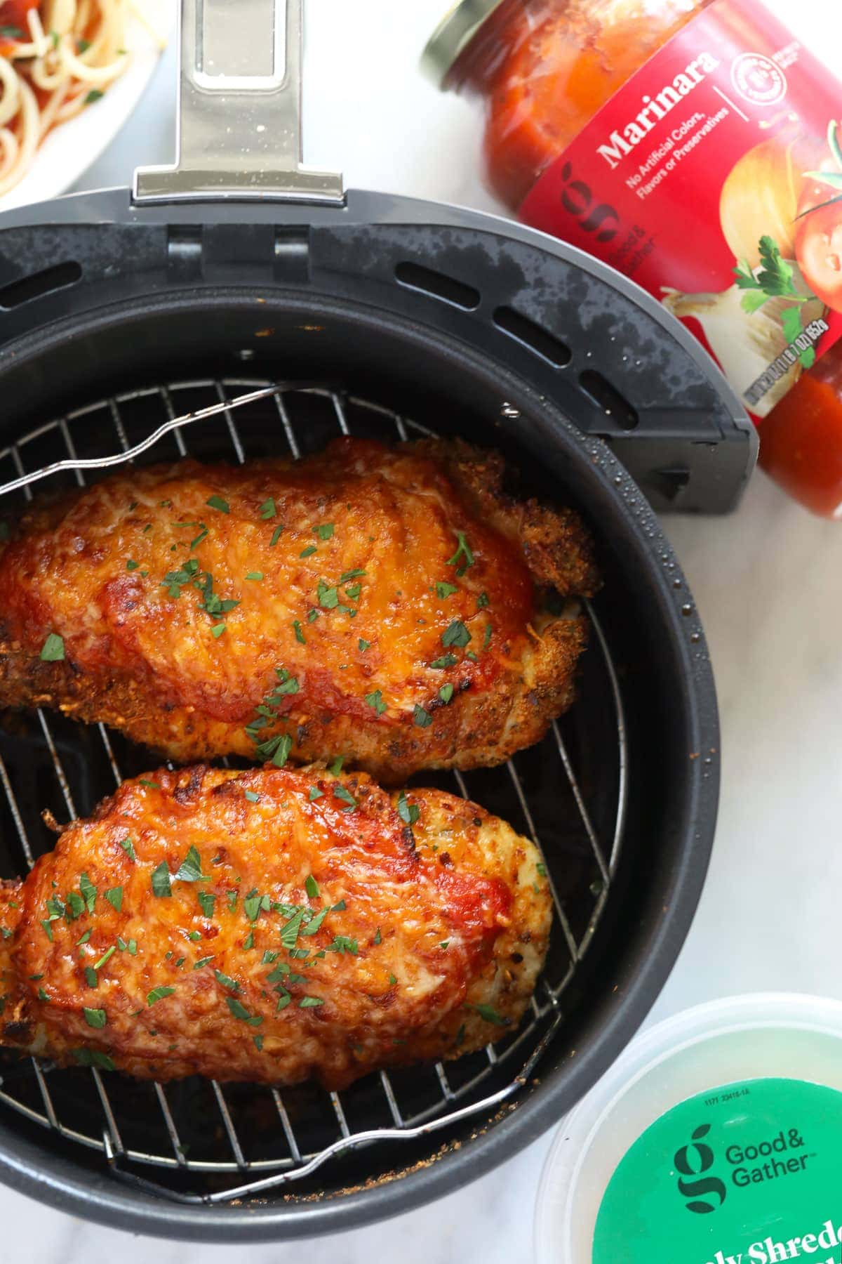 chicken parmesan in air fryer basket