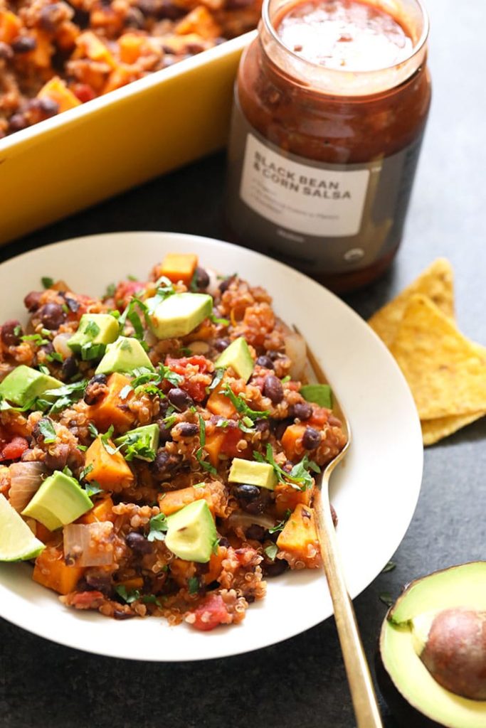 quinoa casserole in bowl.