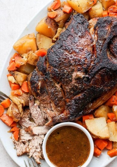 oven baked pork roast on a platter